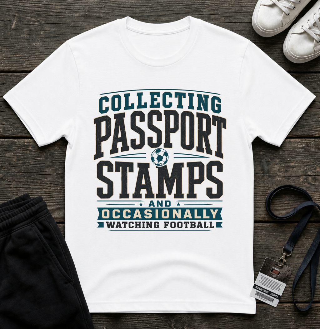 Collecting Passport Stamps T-Shirt — Travel & Football Fan Tee