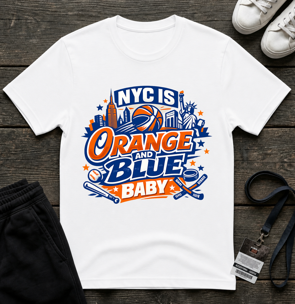 NYC Is Orange and Blue T-Shirt —  Basketball Fan Tee