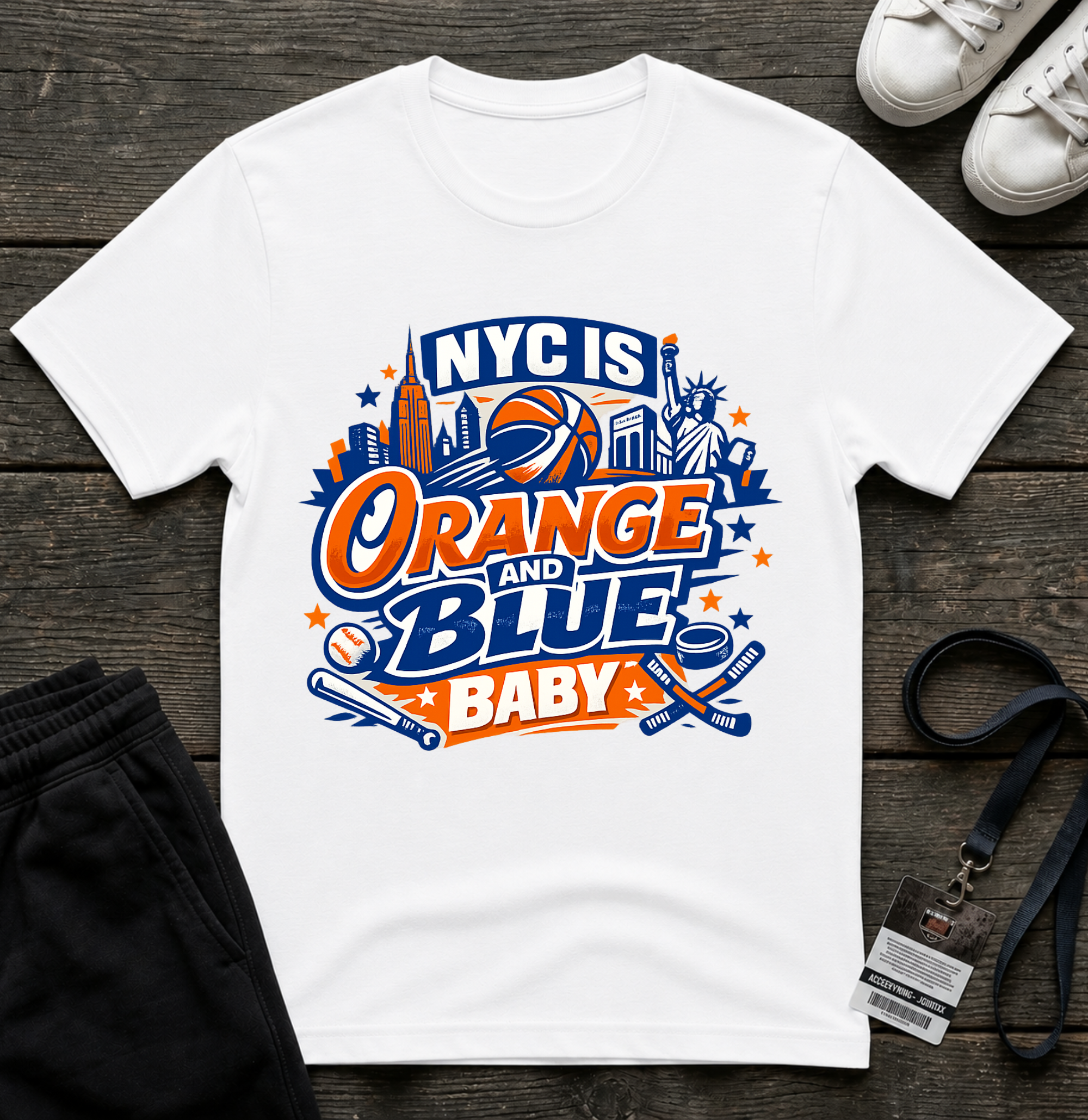 NYC Is Orange and Blue T-Shirt —  Basketball Fan Tee