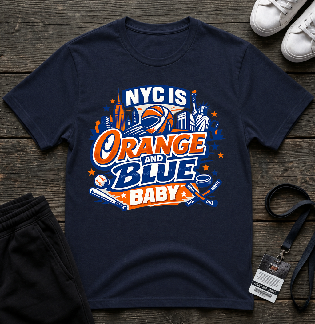 NYC Is Orange and Blue T-Shirt —  Basketball Fan Tee