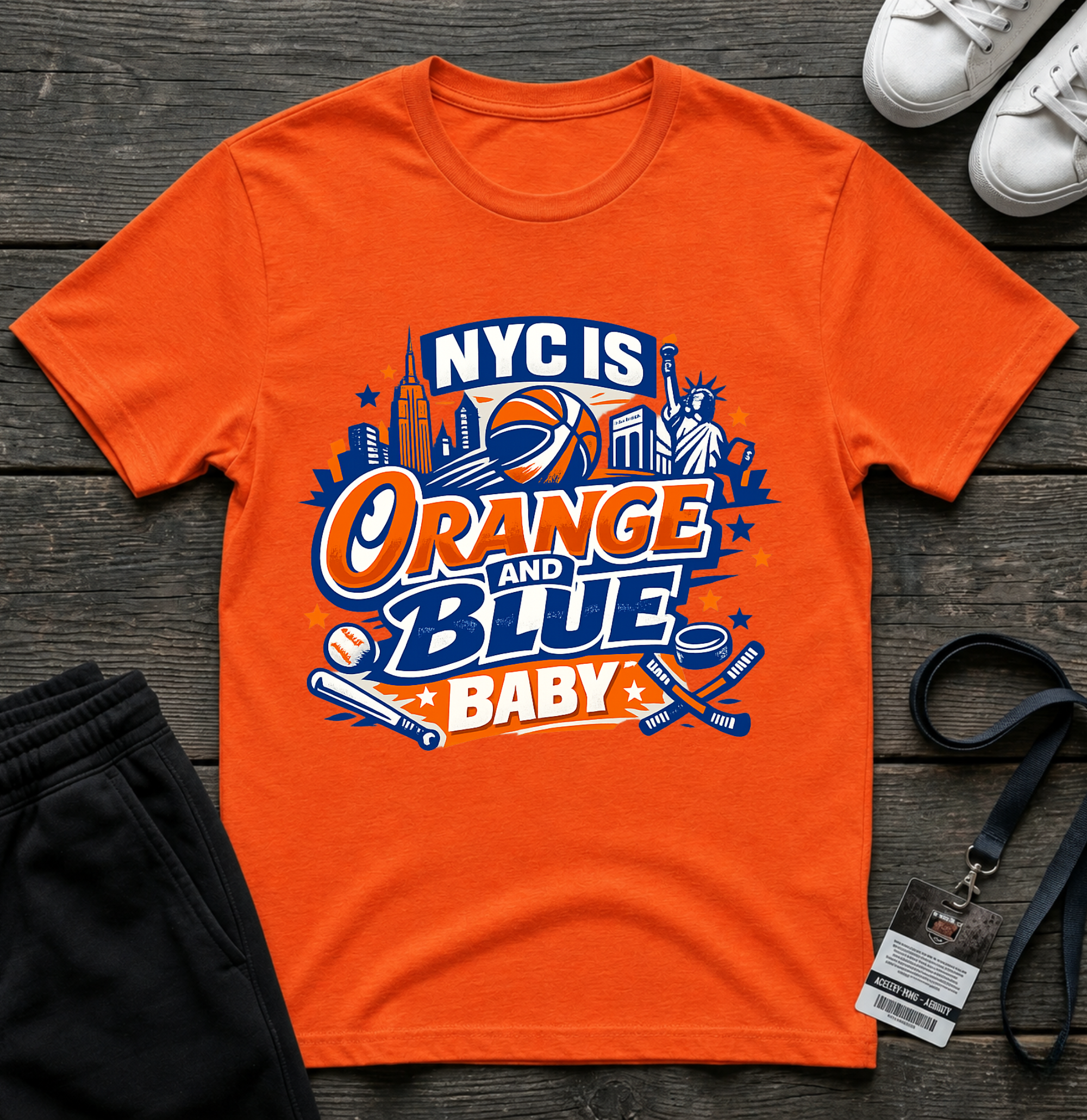 NYC Is Orange and Blue T-Shirt —  Basketball Fan Tee